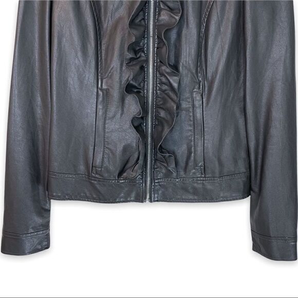 Ricki’s Ruffle Detail Vegan Leather Jacket - Picture 3 of 8